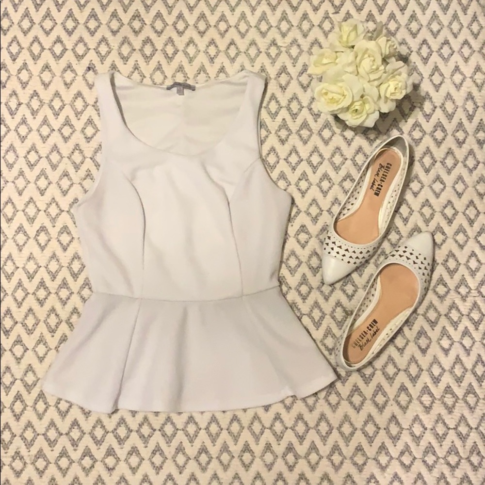 White peplum top